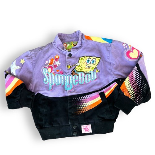 VTG y2k spongebob racing moto jacket purple jh design girls size 4 rainbow 2009 - Picture 2 of 9
