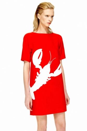 TIBI Lobster Dress Size 10 AU / 6 US Red Shift Iconic Print RARE Featured Vogue - Picture 2 of 11