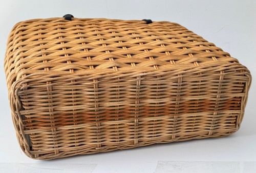 Kate Spade Wicker Basket Nantucket Bag Green Check Lining Vintage - Picture 13 of 13