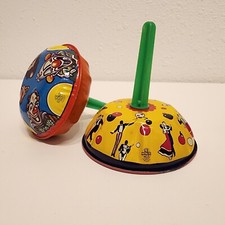 Vintage Lot of 2 U.S. Metal Toy Tin Spinning Noise Makers Clowns Dancers