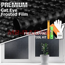 4FTx6FT Black Cat Eye Frosted Film Glass Home Bathroom Window Security Privacy