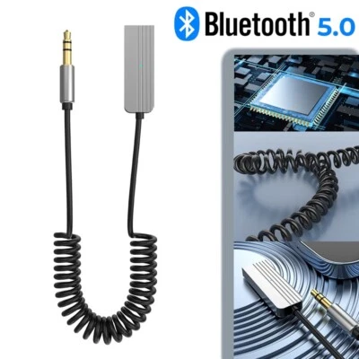 JJ-SHOP24 Bluetooth 5.0 Empfänger Adapter 3.5mm Auto AUX Audio Stereo USB KFZ mit Kabel