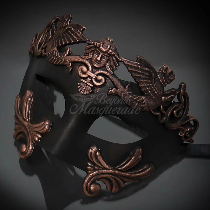 MASCARILLAS DE PAREJA ROMANA | ELEGANTES MÁSCARAS DE MASCARADA - Negro/Oro Rosa Foto 4 de 4