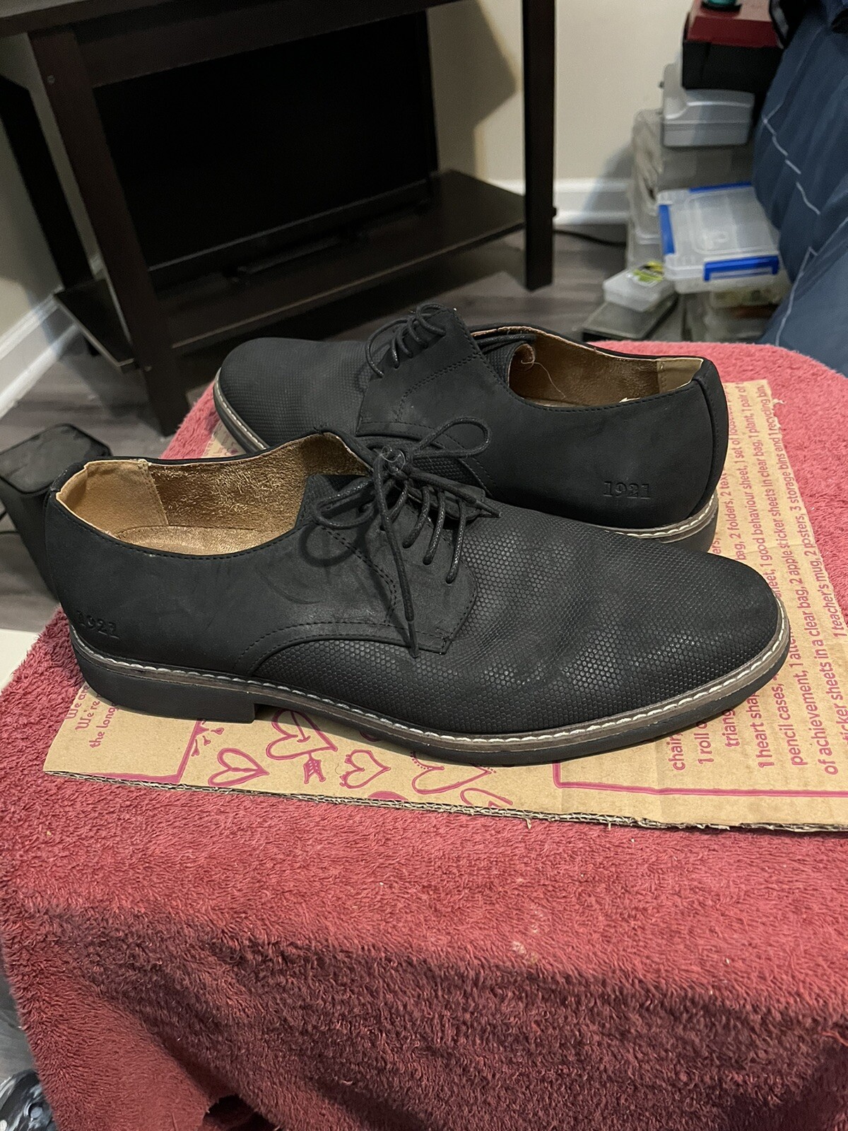 SAOLA Scarpe in pizzo Freeman Milton Derby da uomo taglia 11 6 soletta in memory foam texture nere