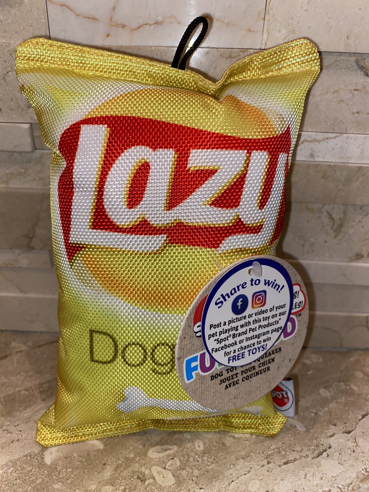 Spot Fun Food Lazy Doggies Chips 8 Inch Dog Toy Squeaker