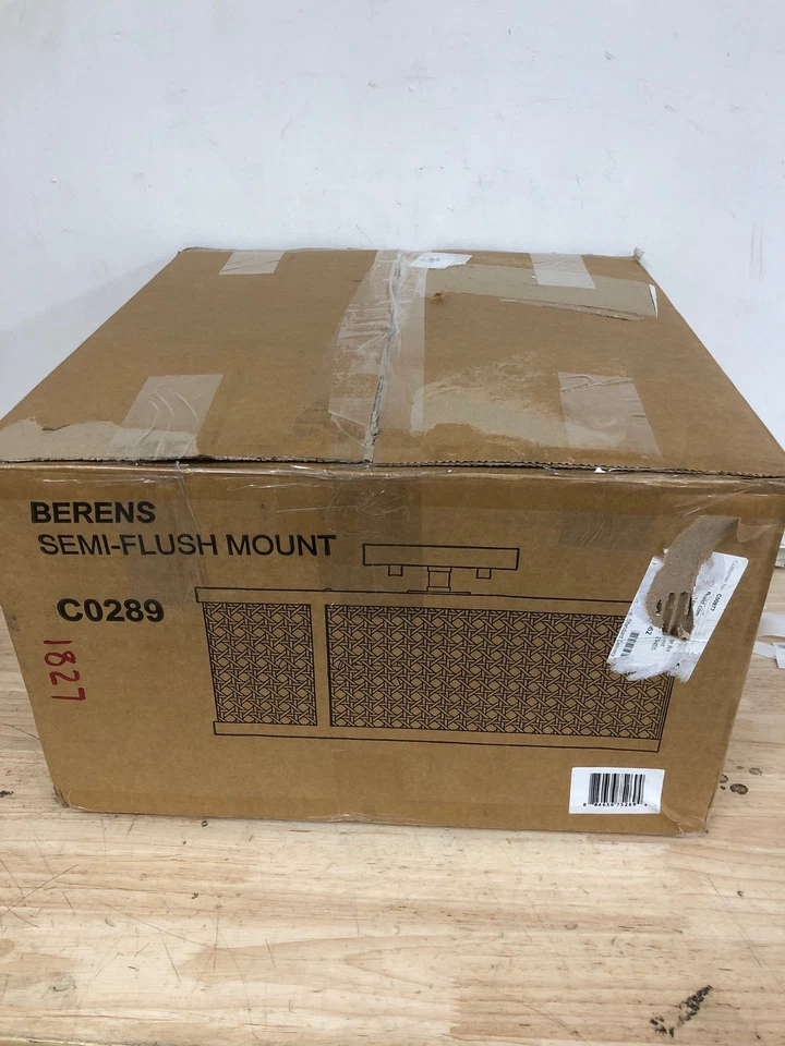 Accesorio de techo de caña de ratán semi-al ras Vaxcel Berens 3 luces 16", azul mate Foto 4 de 4