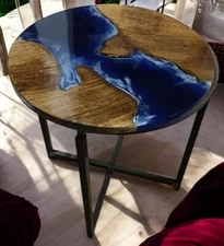 30" Blue Epoxy Resin Ocean Wave Round Table Top Furniture Cafeteria Bar Desk Dec