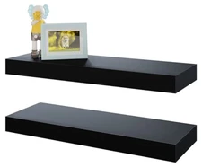 Floating Shelves, NEW, 16 x 6 inches, Black, 2-Piece, Wall Mounted Shelf.