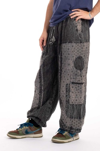 Geometric Flower of Life Jeans, Hippy Festival Trousers, Unisex Psy Rave Pants - Picture 16 of 29