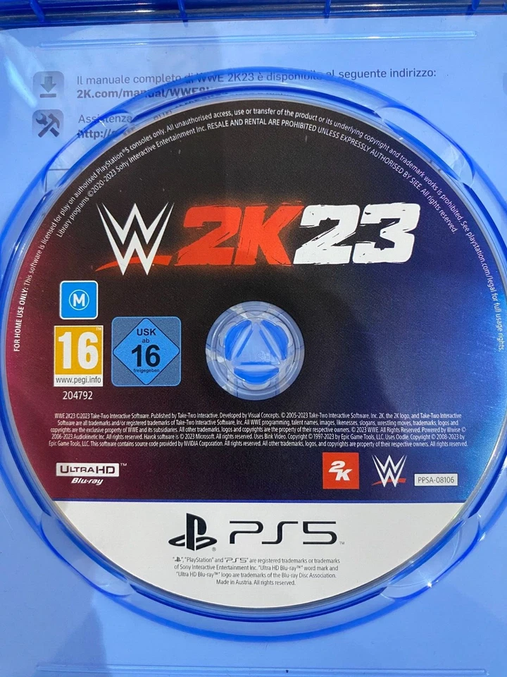 WWE 2K23 PS5 Gioco Wrestling Edizione ITALIANA Disco Perfetto COMPLETO, foto 3 di 3