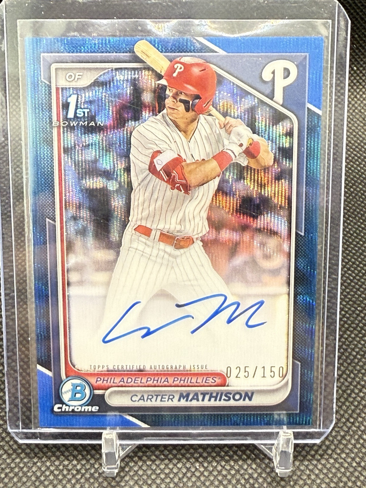 Carter Mathison 2024 Bowman Draft #CPA-CMA 1st Chrome Autograph Blue Wave /150