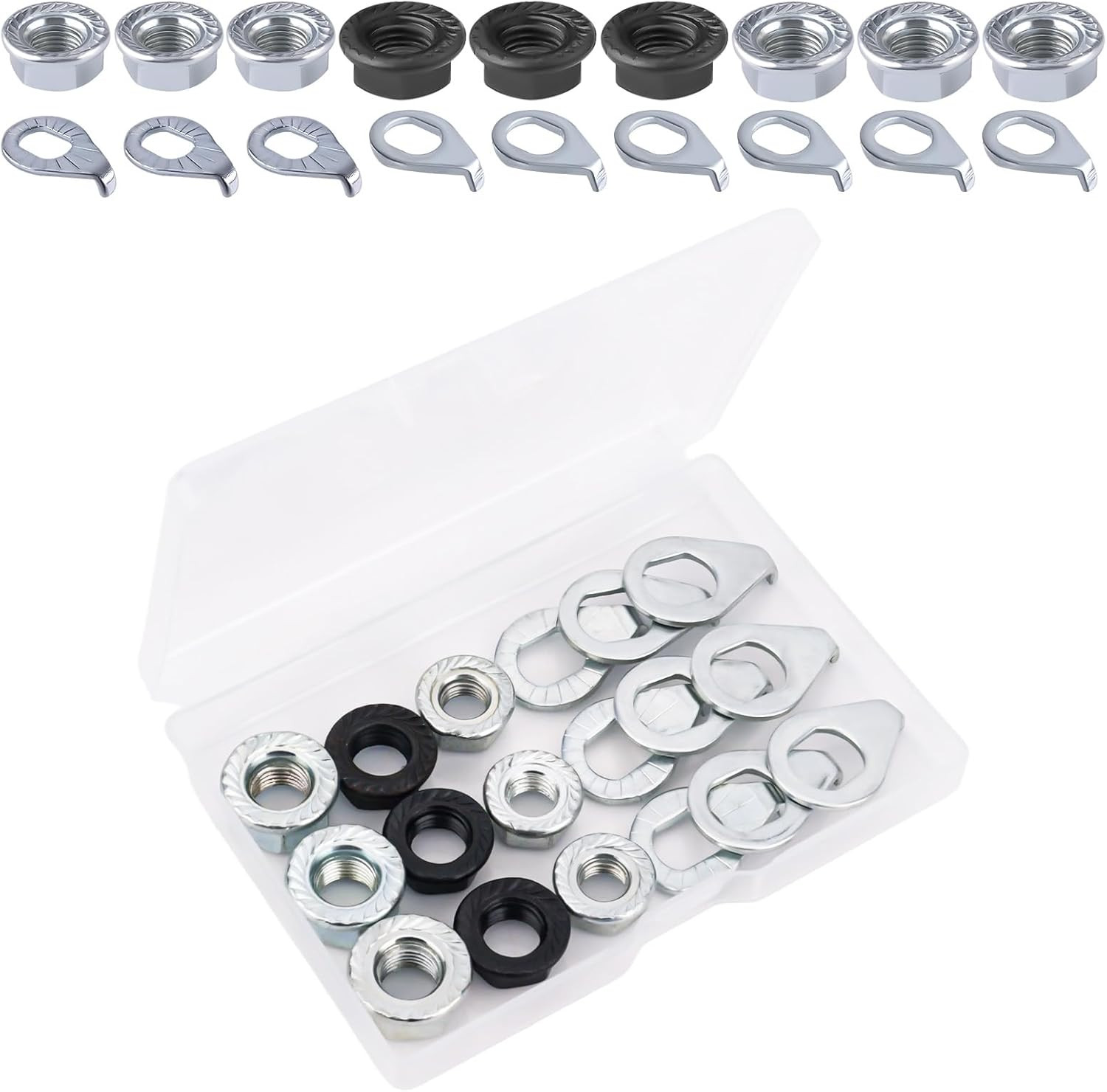 Wheel Axle Nut And Bicycle Hub Safety Washer Kit, Flanged Nuts Parts Access
