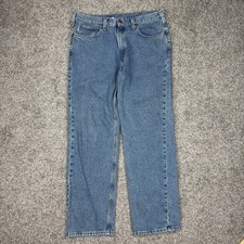 Carhartt Jeans Men's 38x34 Straight Leg 5 Pocket Blue Denim Relaxed Fit B460LVB