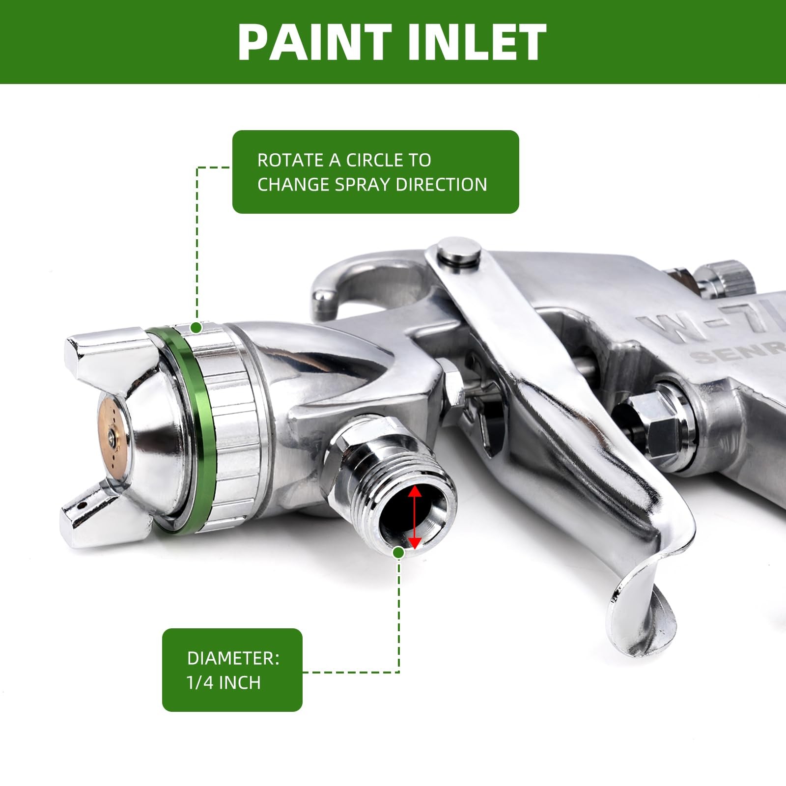 Pressure Feed Air Spray Paint Gun, Pressure Pot Paint Sprayer Without Cup - 1...