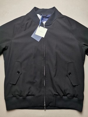 DOUGLAS HAYWARD Mens Size 42'' Seersucker Bomber Jacket BNWT Black Italian Fabric