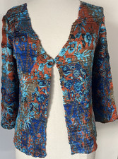 Vtg Alberto Makali size M Multicolor Jacket Lightweight Crinkle Sequin Front
