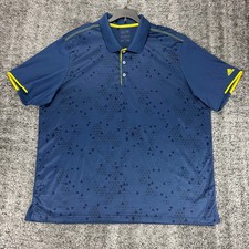 Adidas ClimaCool Blue Geometric Print Polo Shirt Mens 2XL Navy Short Sleeve Golf