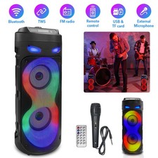 2000W Portable Bluetooth Speaker Sub woofer Heavy Bass Sound System Party  Mic