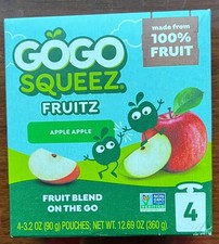 GoGo Squeez Fruitz Apple Apple 4 Pouch 3.2 oz 100 Fruit