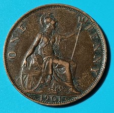 1901 Victoria Bronze Penny Coin #4989