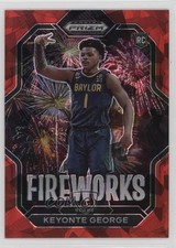 2023-24 Panini Prizm Draft Picks Fireworks Red Ice Keyonte George #14 19kt