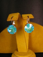 MARIANA EARRINGS SWAROVSKI CRYSTALS ROUND RG Pl Aqua Blue Green Gift Christmas