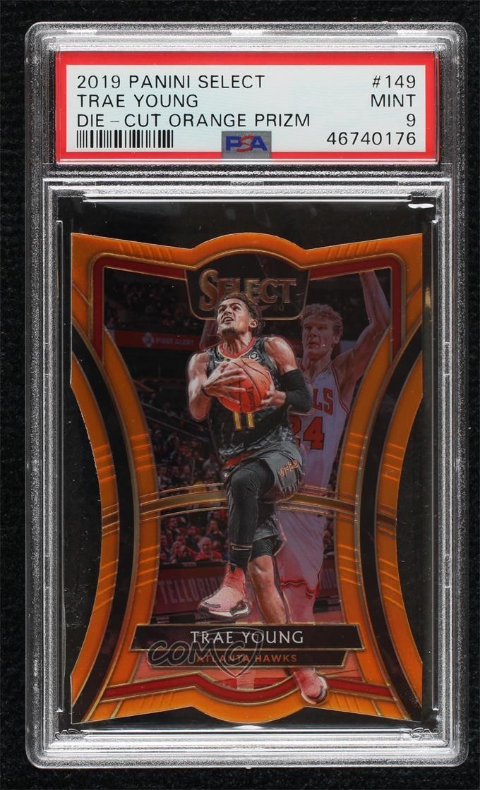 2019-20 Panini Select Premier Level Orange Prizm 12/65 Trae Young PSA 9 MINT tw0