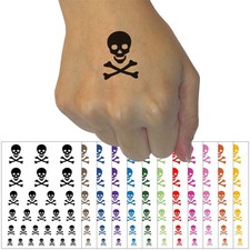 Skull and Crossbones Solid Temporary Tattoo Water Resistant Fake Body Art Set...