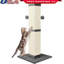 Cat Scratching Post 33 Inch Nature Sisal Scratch Post for Indoor Cats Grey
