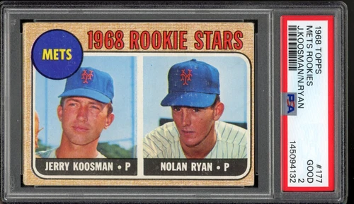 1968 Topps #177 Nolan Ryan / Jerry Koosman Rookie PSA 2 GOOD. New York Mets