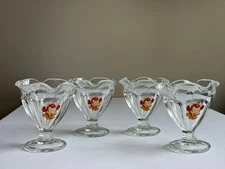 Set of 4 Vintage Borden Elsie the Cow Ice Cream Sundae Dishes • Retro Dairy Masc
