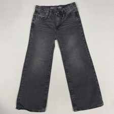 Old Navy Jeans Girls 8 Gray High Rise Baggy Wide Leg Built-In Tough Denim