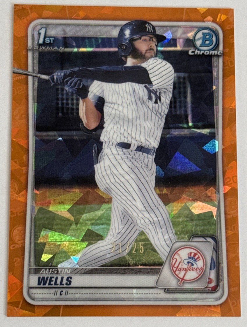 2020 Bowman Draft Chrome Austin Wells Orange Sapphire /25