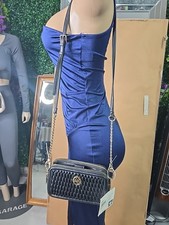 Anne Klein Black Double Zip Open Center Crossbody Bag Adjustable Strap New W Tag