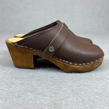 Tessa Clogs Brown Oil Leather Swedish Wooden Clogs Womens EUR 38 / US 6.5-7