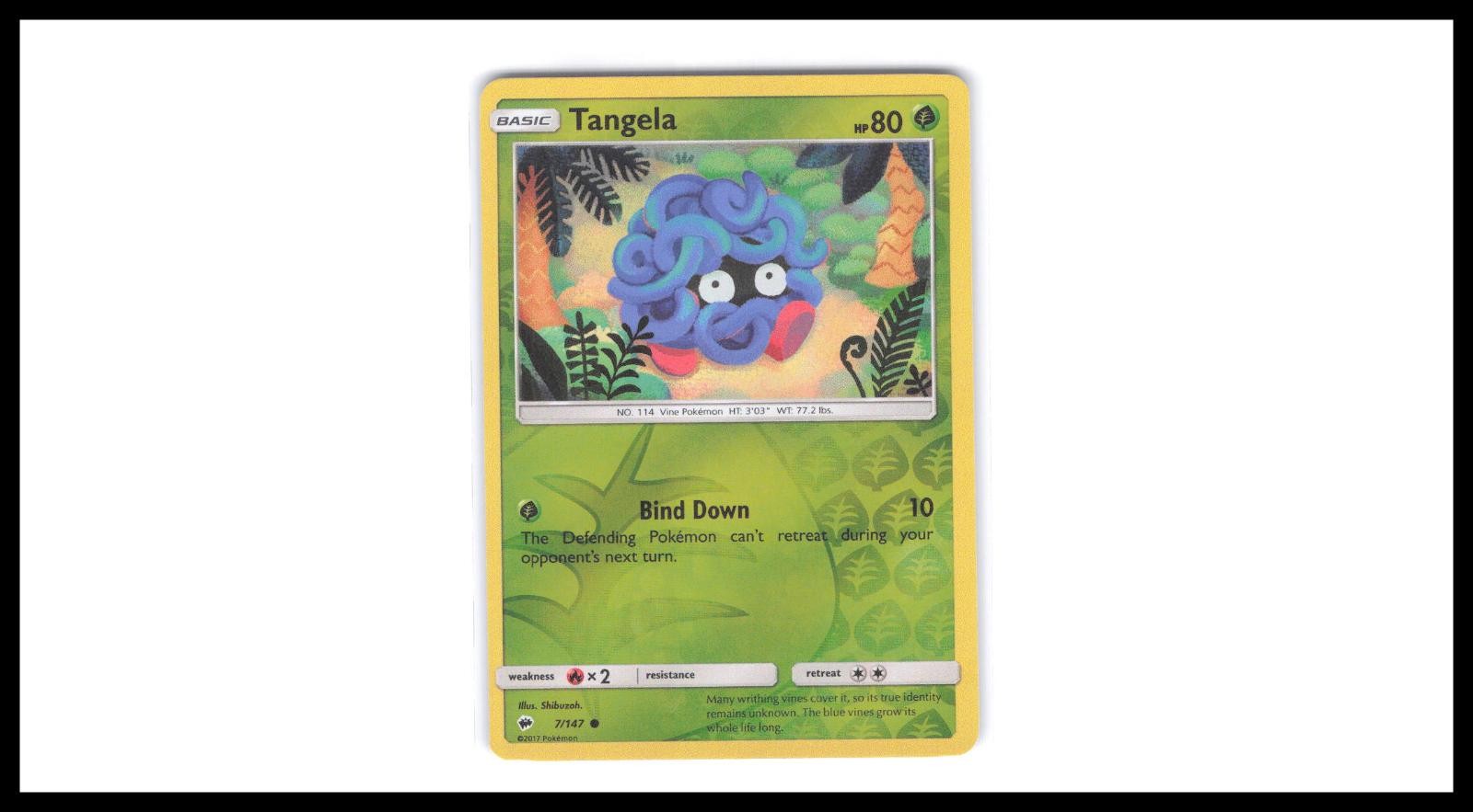 Tangela 7/147 Common Burning Shadows Pokemon Reverse Holo Near Mint