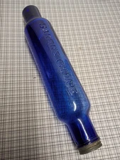 Vintage Baker's Choice Cobalt Blue Glass Dough Rolling Pin w/Metal Cap