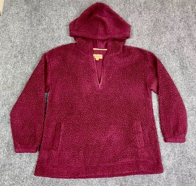 Koolaburra by UGG Women's Brushed Back Sherpa Hoodie Pullover RED WINE Large