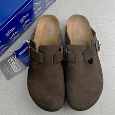 Birkenstock Boston Mocha Suede Leather Soft Footbed Unisex Clog Shoes Size37-45