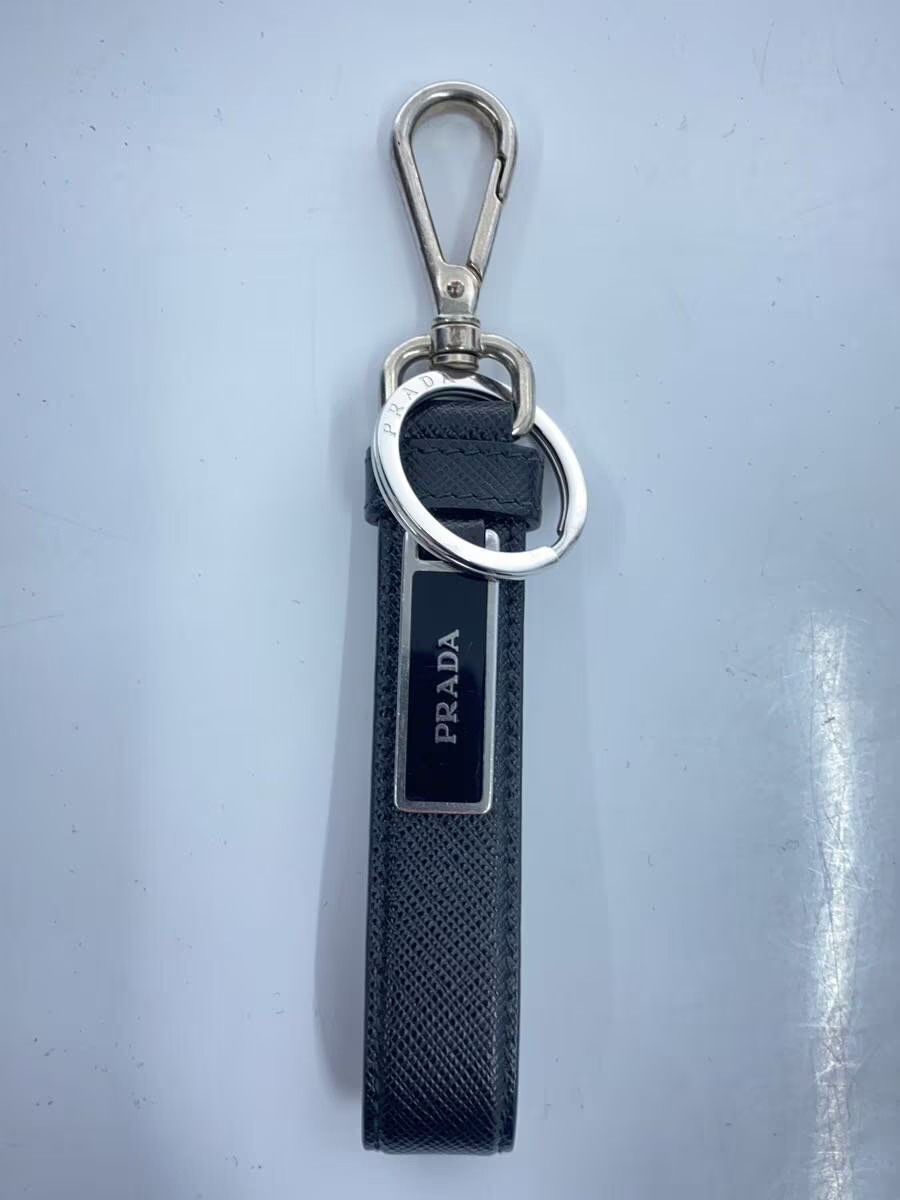 PRADA Men's Leather Keychain in Black, Solid Color, 2PP68T