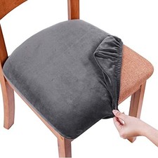 Set Of 6 Dark Grey Velvet Chair Seat Covers For Dining Room Chairs Set Of 6 Dark Grey Velvet Chair Seat Covers For Dining Room Chairs