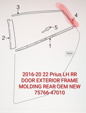 PRIUS 2016-2022 LH LEFT RR REAR DOOR REAR WIN...