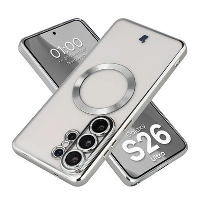 Handyhülle für Galaxy S26 Ultra Bizon Case Cover Schutzhülle Transparent-Silbern