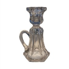 Clear Glass Hexagonal Candle Holder with Handle Small for Taper Candle