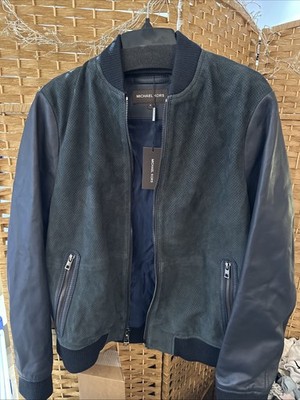 Michael Kors Bomberjacke Herren Leder Schwarz Größe M