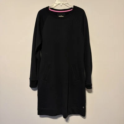 Lilly Pulitzer Womens M Black Terry Sweatshirt Dress Long Sleeve Pockets Casual - Image 1 of 4