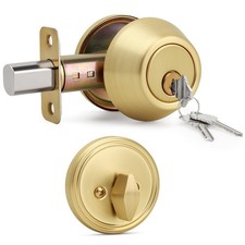 Keyed Single Cylinder Deadbolt Lock for Exterior, Round Design Dead Bolt for ...
