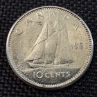 1962 Canada Silver Dime 10 Cents 80% Silver Elizabeth II Bluenose Circulated