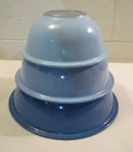 Pyrex Vintage Moody Blues Clear Bottom Nesting Mixing Bowls 322 323 325 Set of 3