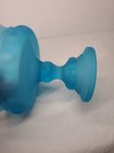 Indiana Glass Kings Crown Compote Candy Dish Frosted Turquoise Blue Satin Mist — photo 3